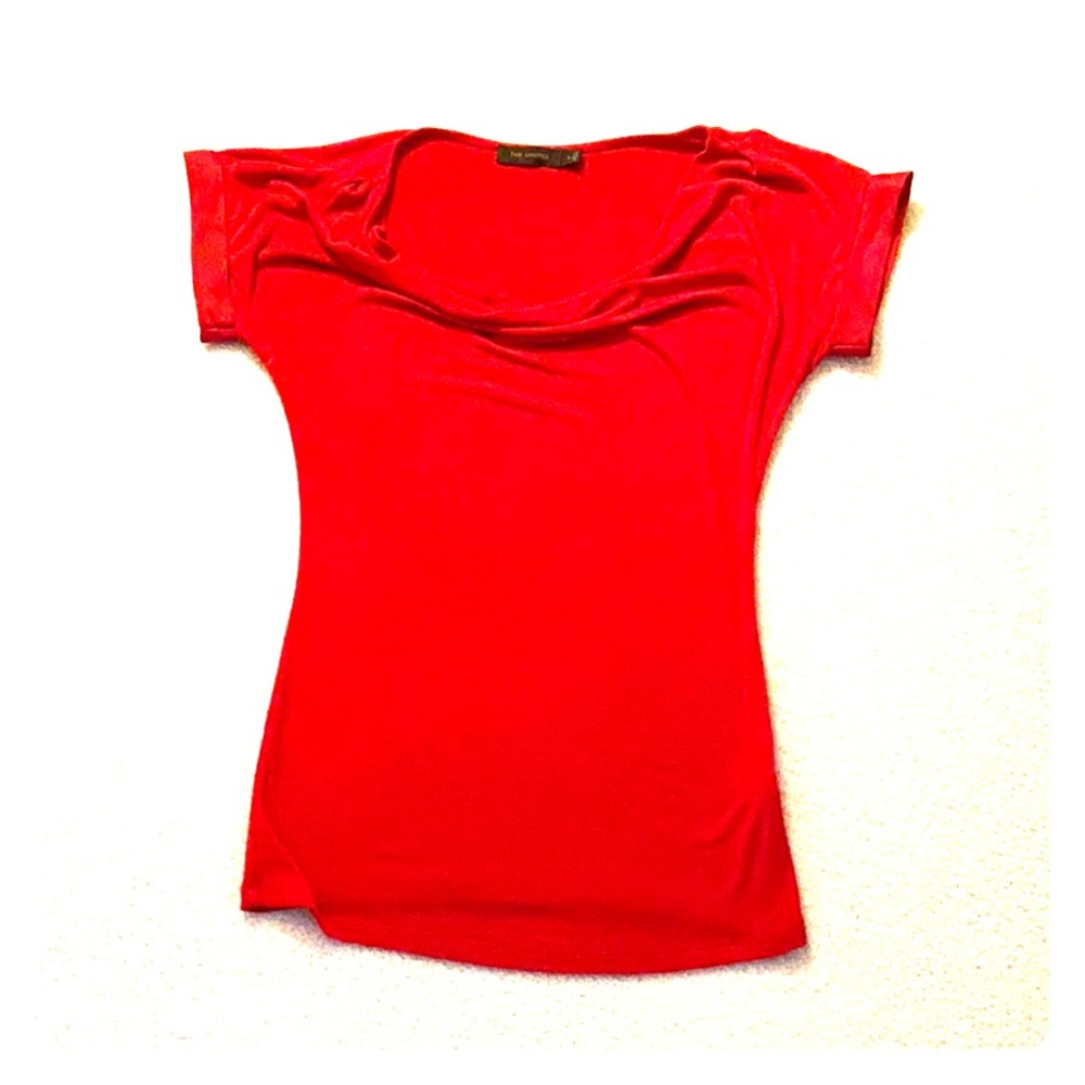 The Limited Red Short Sleeve Cowl Neck Top